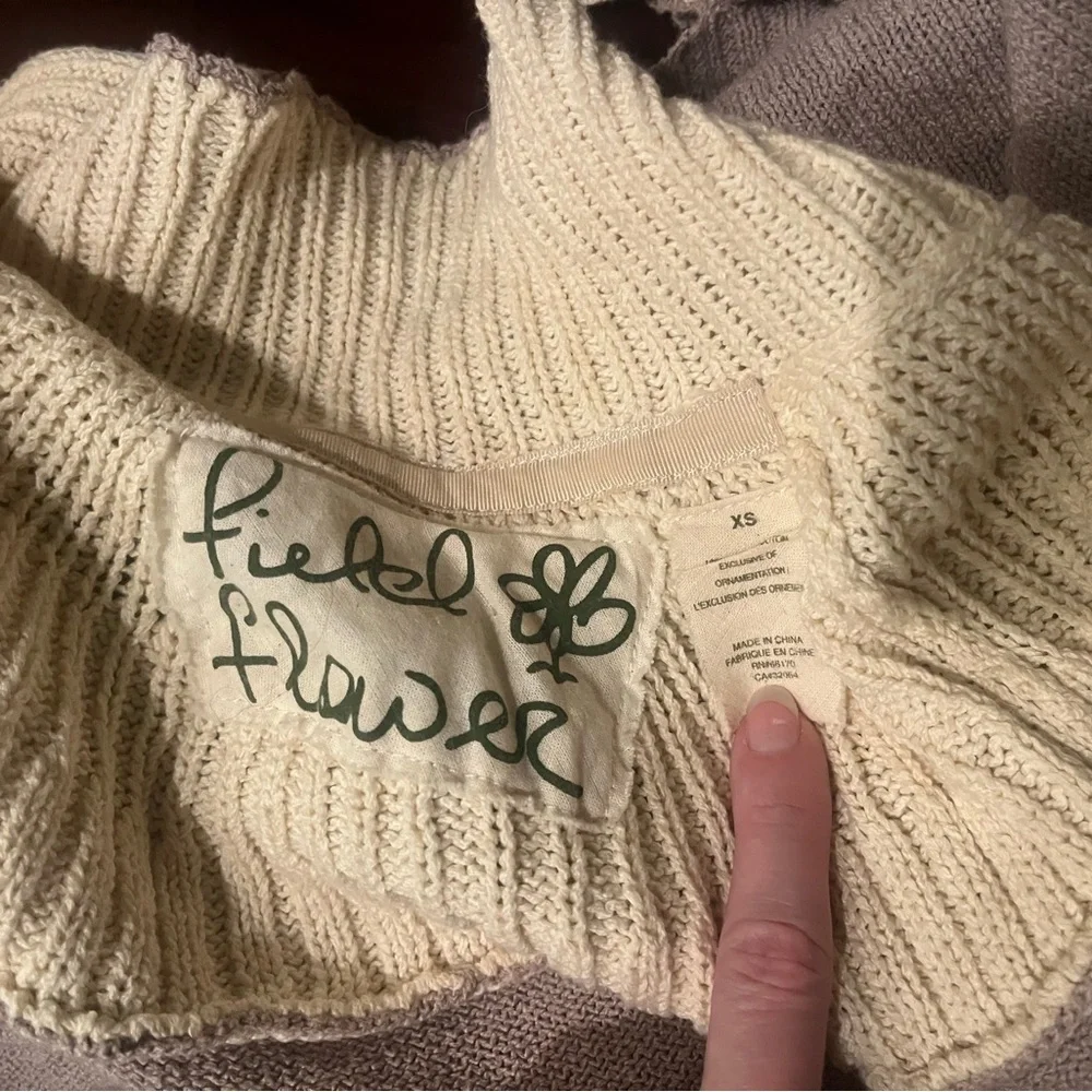 Anthropologie Field Flower Lavender Floral Ruffle Cardigan Sweater XS - Picture 7 of 7